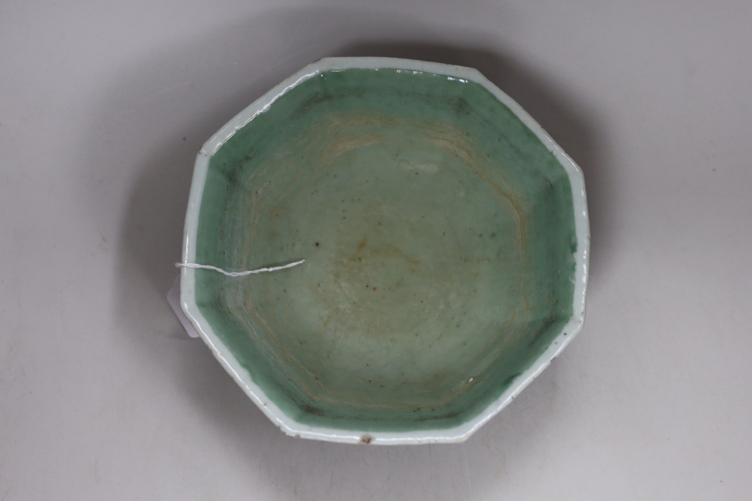 A 19th century Chinese octagonal enamelled porcelain bowl, 20cms wide